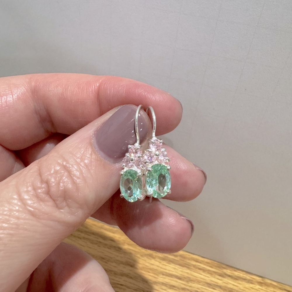 Elegant Sterling Silver and Green Drop Earrings